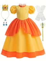 Girls Princess Dress With Lace Detail For Birthday Halloween Mardi Gras - 4