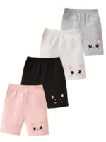 Girls 4piece Kitty Print Safety Leggings Cropped Culotte Shorts Set - 3