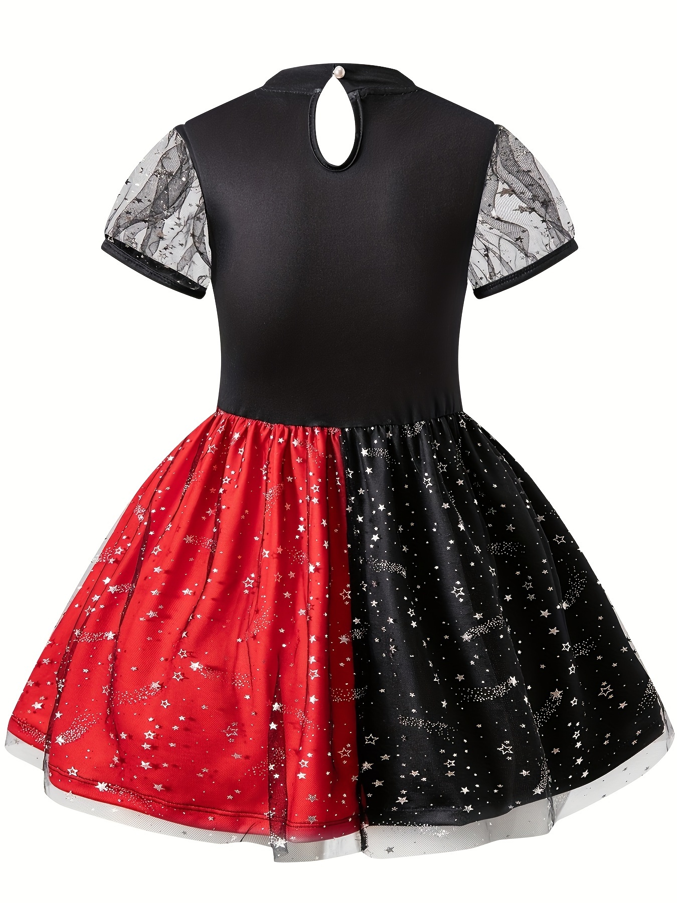 Girls Colorful Clown Costume Geometric Pattern Tutu Dress For Halloween Stage - 2