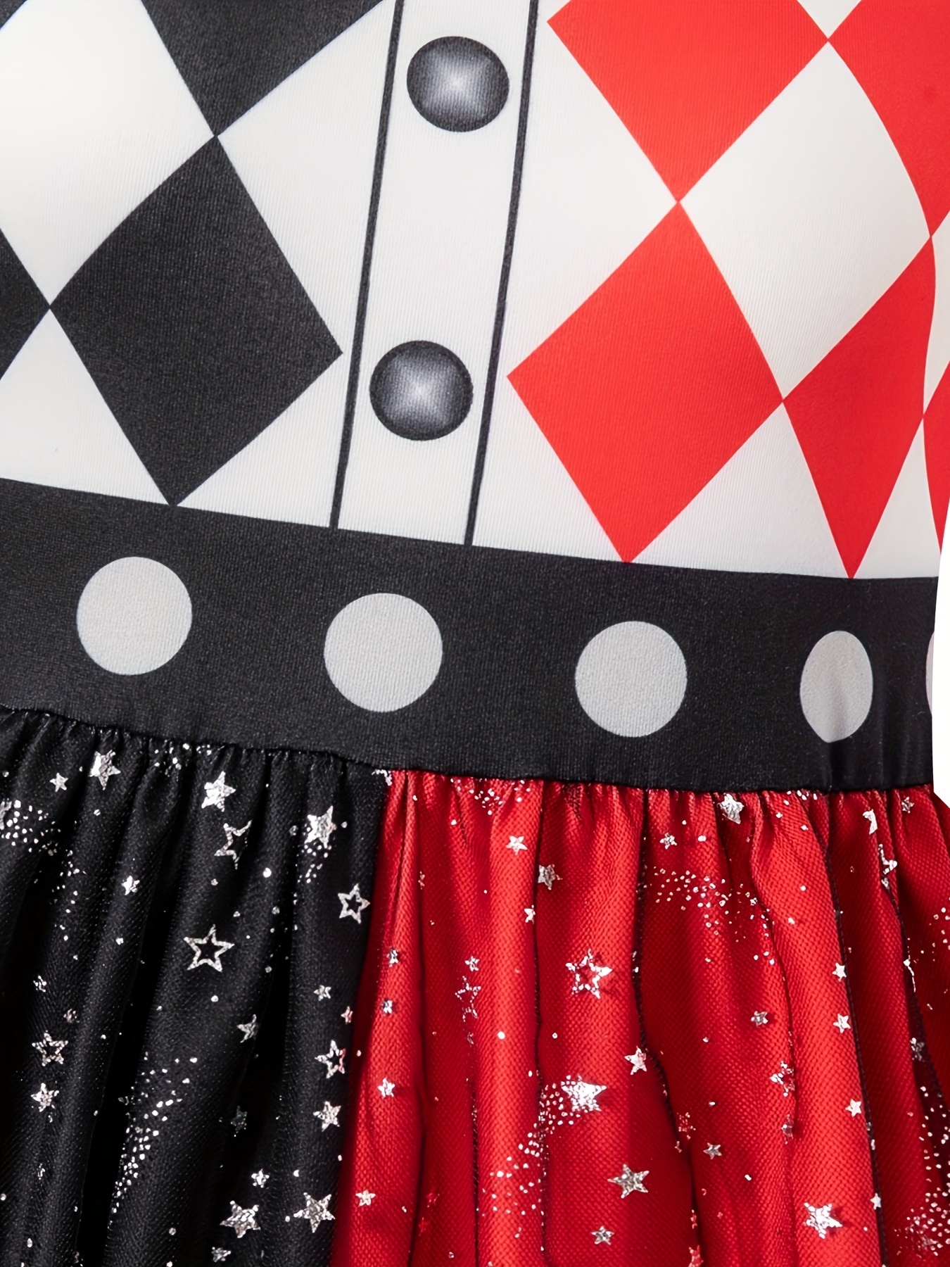 Girls Colorful Clown Costume Geometric Pattern Tutu Dress For Halloween Stage - 6