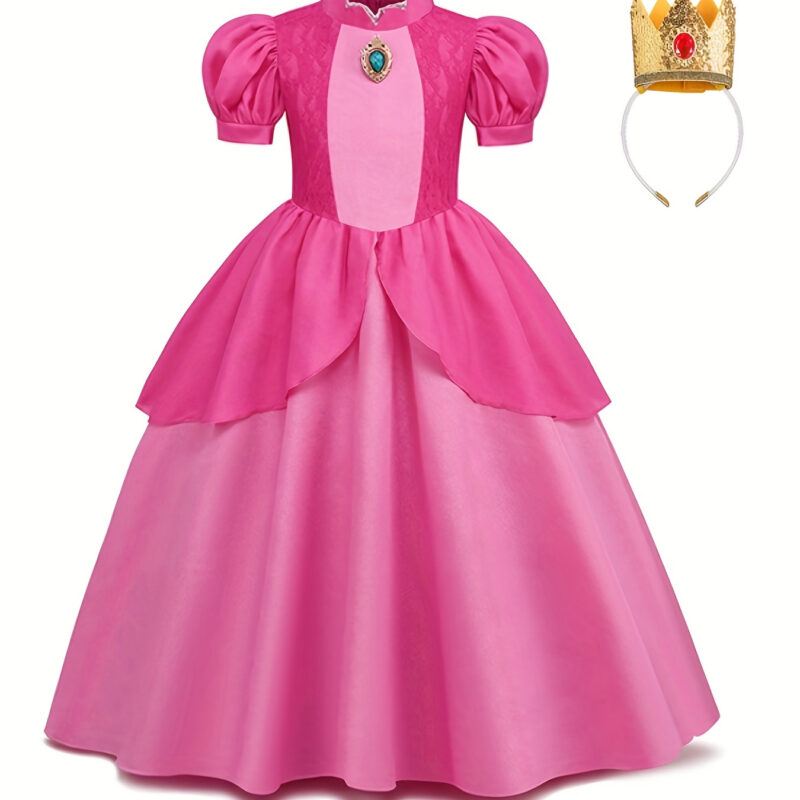 Girls Deluxe Princess Halloween Costume With Jewels And Puff Sleeves