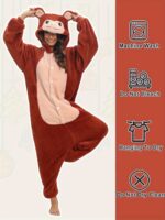 Womens Panda Hooded Plush Pajamas Jumpsuit Long Sleeve Sleepwear Holiday Onesie - 9