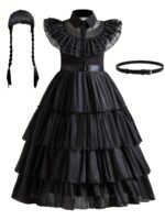 Princess Costume Set For Girls Elegant Dress Wig Belt For Halloween - 2