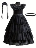 Princess Costume Set For Girls Elegant Dress Wig Belt For Halloween - 4