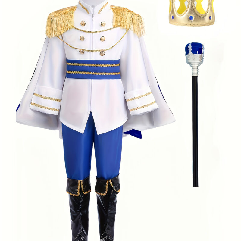 Boys Royal Prince Costume Set 7pcs Soft Polyester Perfect For Halloween