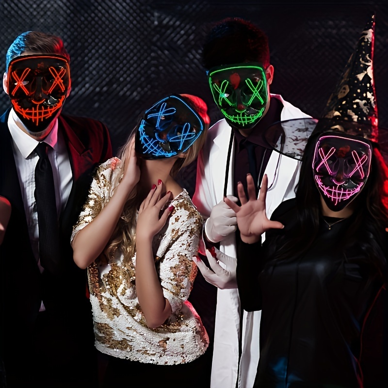 Led Glow Halloween Mask Unisex Scary Reusable Party Accessory - 18