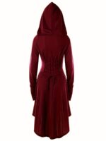 Gothic Hooded Long Sleeve Cosplay Dress For Women Comfortable Halloween Costume - 9