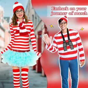 Wally Cosplay Costume Set Striped Polyester Outfit Hat Glasses Inflatable Cane - 2