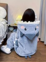 Fleece Shark Onesie For Women Long Sleeve Zippered Festive Adult Costume - 4