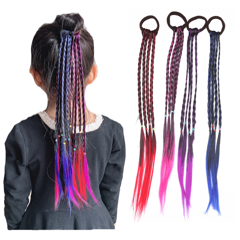 Kids Princess Braid Wig Hair Ties Colorful Elastic Hair Accessories Gift - 27