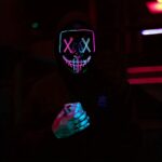 Mens Led Dual Color Halloween Horror Mask With Glowing Eyes Rechargeable - 13