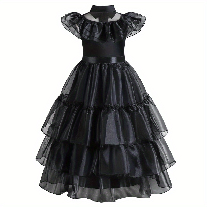 Girls Halloween Summer Vneck Dress Sleeveless Ruffled Trim Button Front - 8