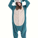 Plus Size Unisex Animal Fleece Onesie Long Sleeve Cosplay Embroidered Hood