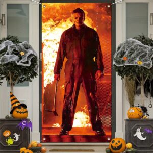 Zombie Flame Halloween Door Banner Durable Weatherresistant Indooroutdoor Decor