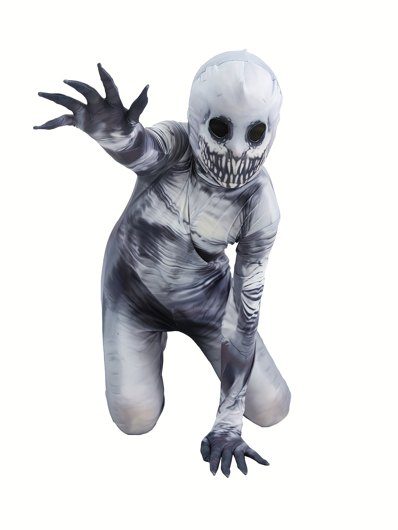Kids Halloween Skeleton Venom Costume Jumpsuit With Mask Cartoon Print - 11