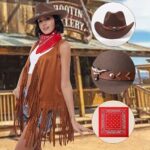 Western Cowgirl Costume Set Cowboy Hat Bandana Scarf Dressup Accessories - 7
