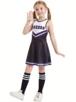 Girls Vibrant Cheerleader Dress Comfortable Sleeveless Athletic Game Day Uniform - 7