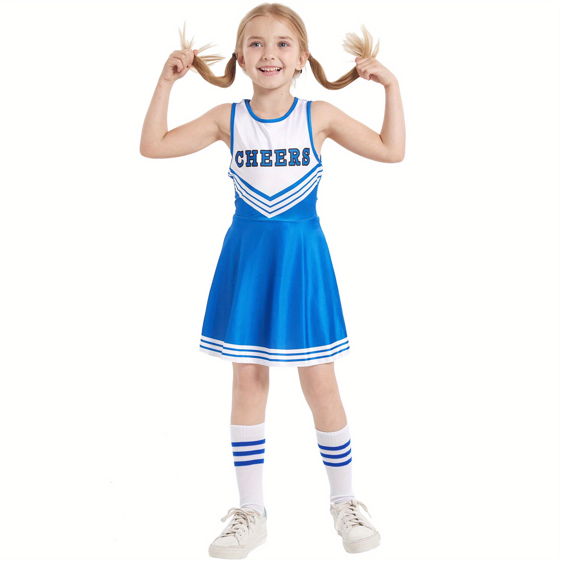 Girls Vibrant Cheerleader Dress Comfortable Sleeveless Athletic Game Day Uniform - 13