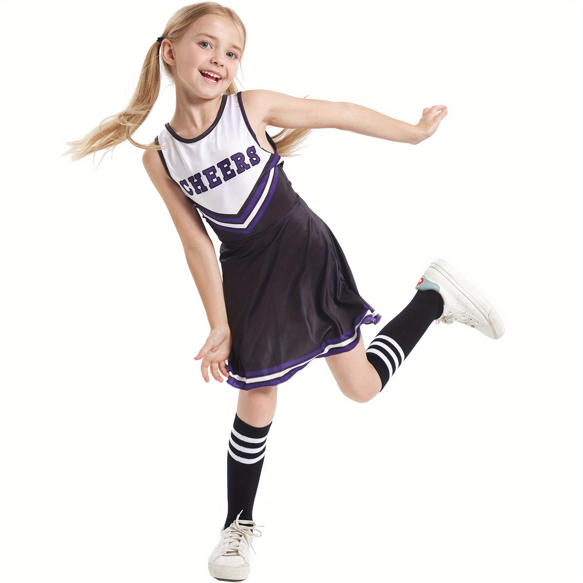 Girls Vibrant Cheerleader Dress Comfortable Sleeveless Athletic Game Day Uniform - 26
