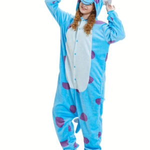 Cozy Adult Monster Onesie Pajamas Cartoon Style With Hood Perfect For Halloween