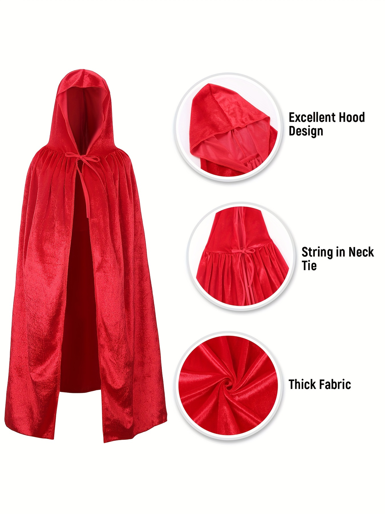 Unisex Wizard Costume Hooded Cloak Tie Ideal For Halloweencosplay - 24