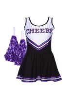 Womens Classic Alphabet Print Cheerleader Dress Elegant Pleated Dance Costume - 9