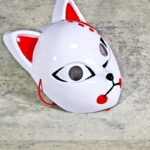 Anime Fox Full Face Mask Comfortable Halloween Cosplay Spooky Red White - 6