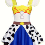 Girls Cowgirl Dress With Flutter Sleeves Stylish Cow Pattern Halloween Outfit