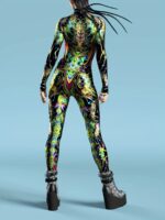 Neon Psychedelic Jumpsuit Futuristic Bodysuit For Raves Festivals Cosplay - 4