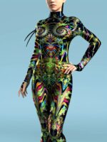 Neon Psychedelic Jumpsuit Futuristic Bodysuit For Raves Festivals Cosplay - 10
