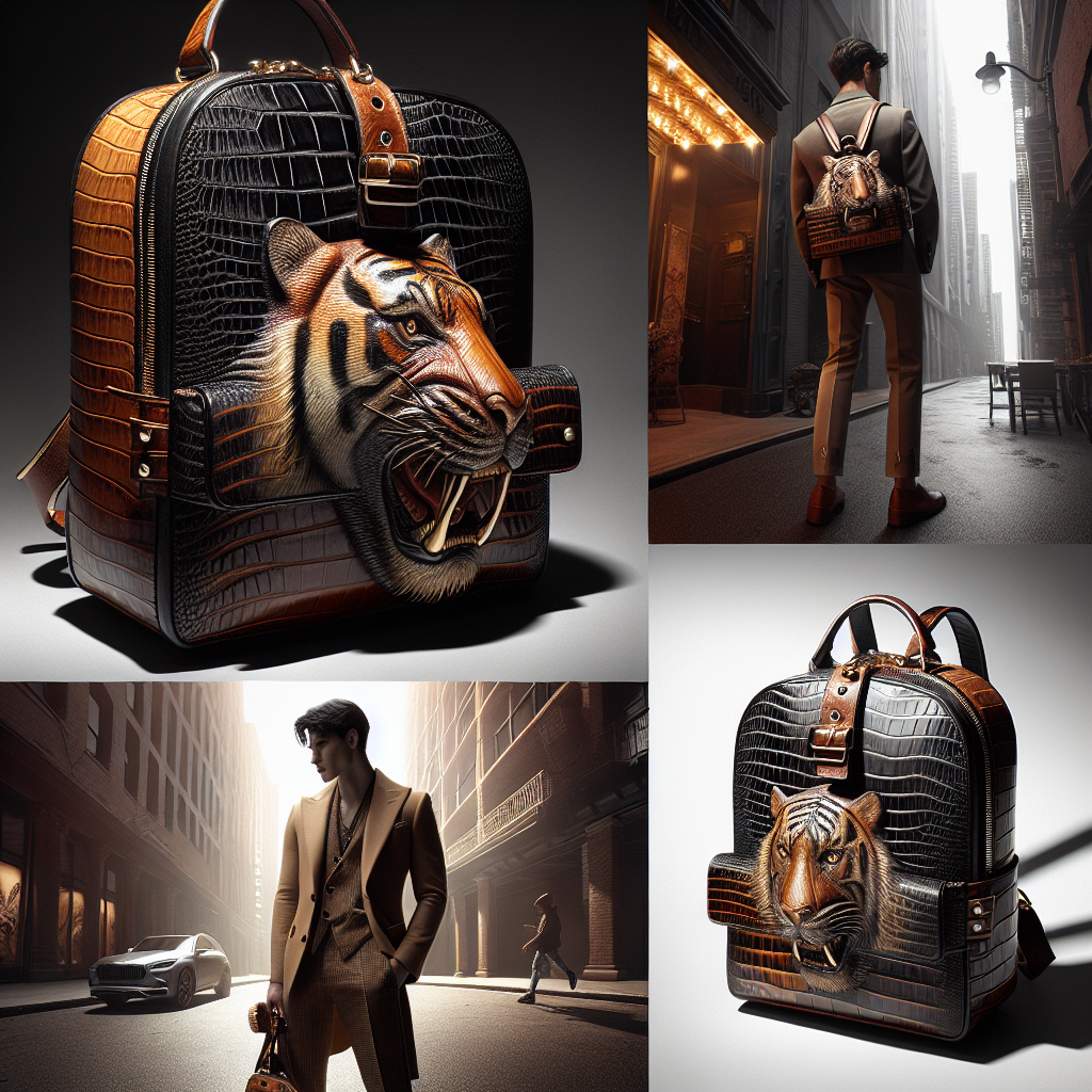 Unveiling the Allure of a Unique Alligator Leather Backpack with 3D Tiger Design  
