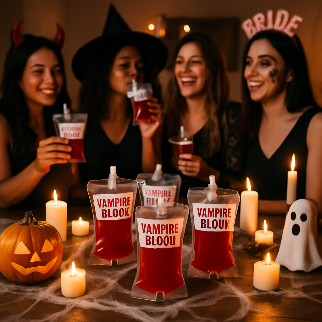 Creative Bachelorette Party Decorations with Vampire Blood Drink Bags to Impress Your Guests  